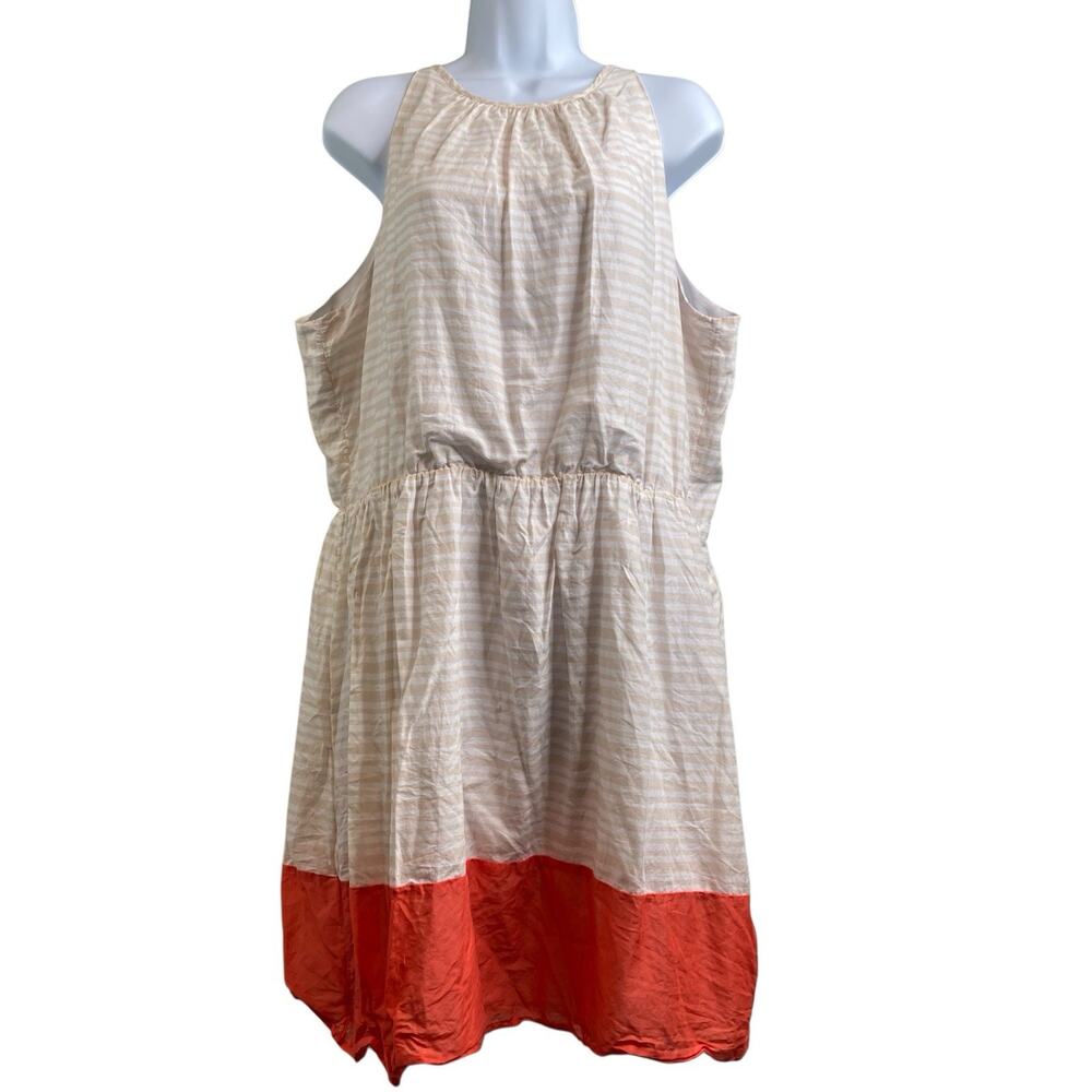Old Navy Women's Cream Orange Color Block Sleeveless Mini Dress Size XL Preppy
